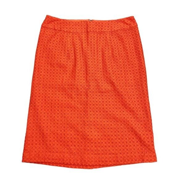 NWT COLDWATER CREEK Eyelet Pencil Skirt Sz 6 Orange - Picture 2 of 5